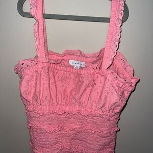 Pink Eyelet Smocked Top